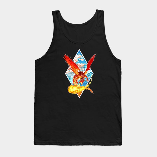 Red Dragon Breathing Fire - White - Fantasy Tank Top by Fenay-Designs